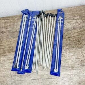 Susan Bates Quicksilver Knitting Needle Lot 12in US 6 7 10 4mm 4.5mm 6mm Set